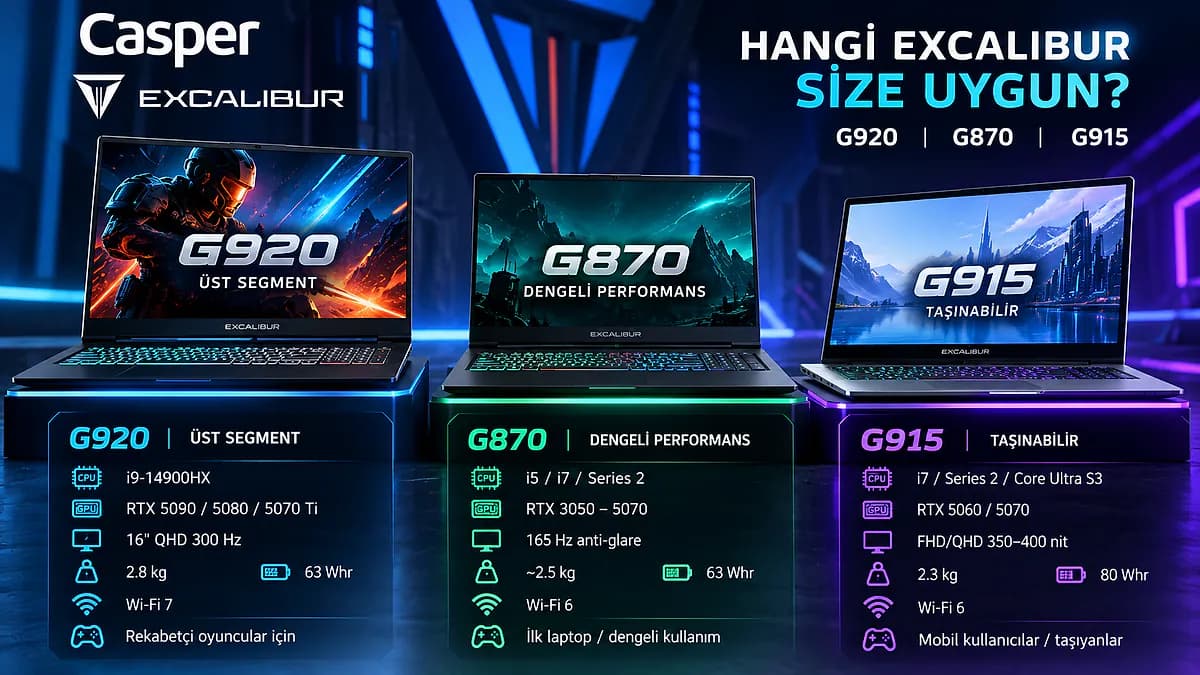 Casper Excalibur G915 Alınır mı? G920, G870 ve G915 Karşılaştırması